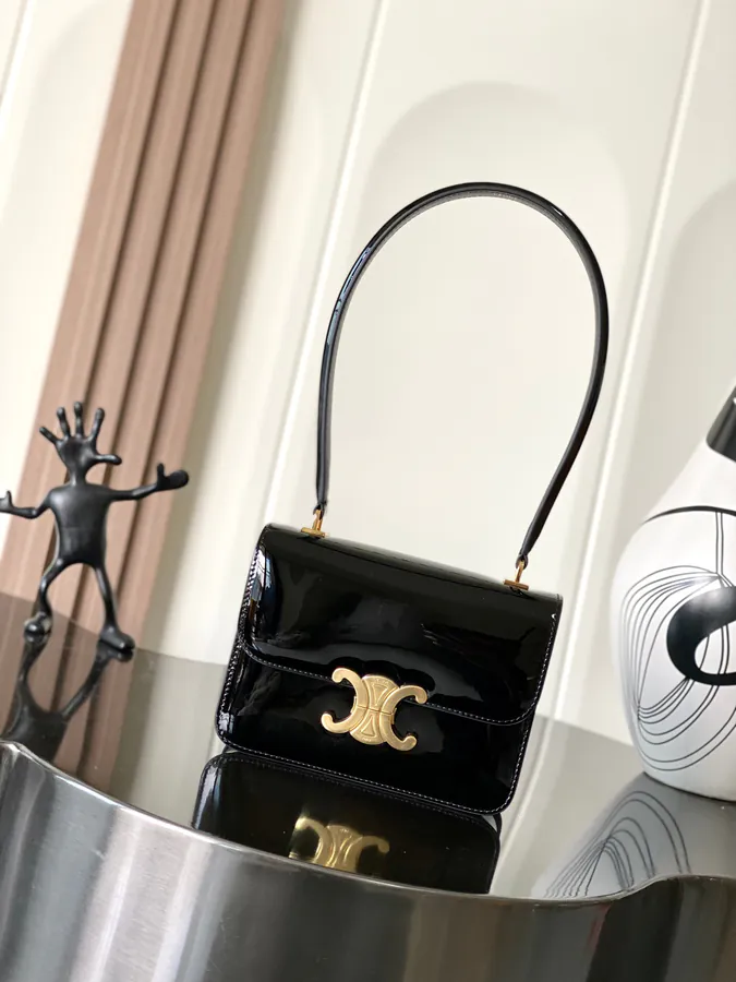 CELINE 24 GARANCE漆面牛皮革手袋