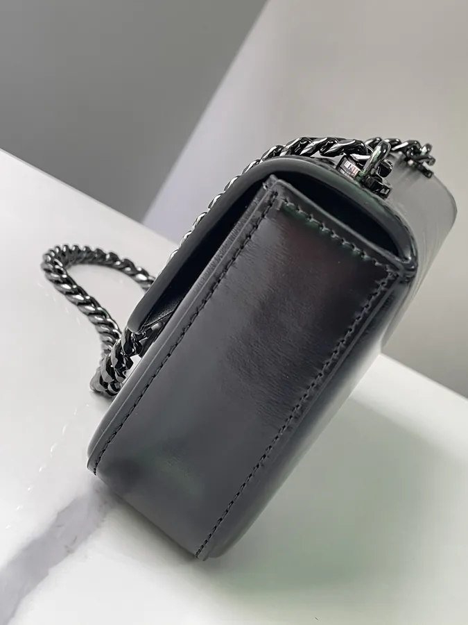 Triomphe Shiny Calfskin Chain Shoulder Bag
