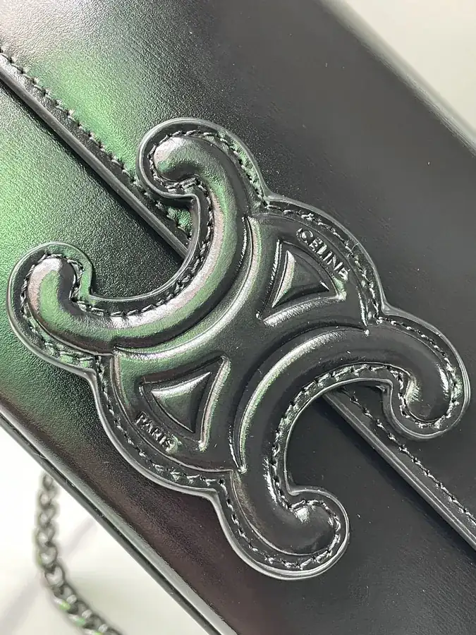 Triomphe Shiny Calfskin Chain Shoulder Bag