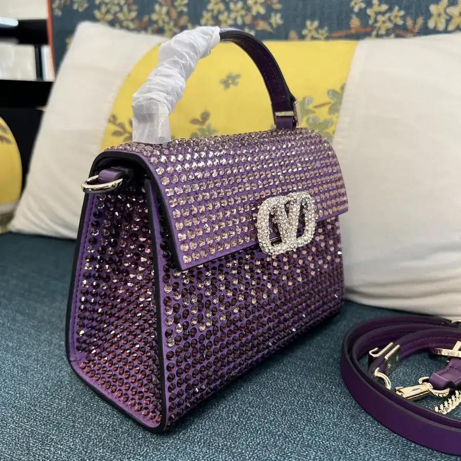 VSLING Mini Alligator Print Calfskin Handbag with Adjustable Strap