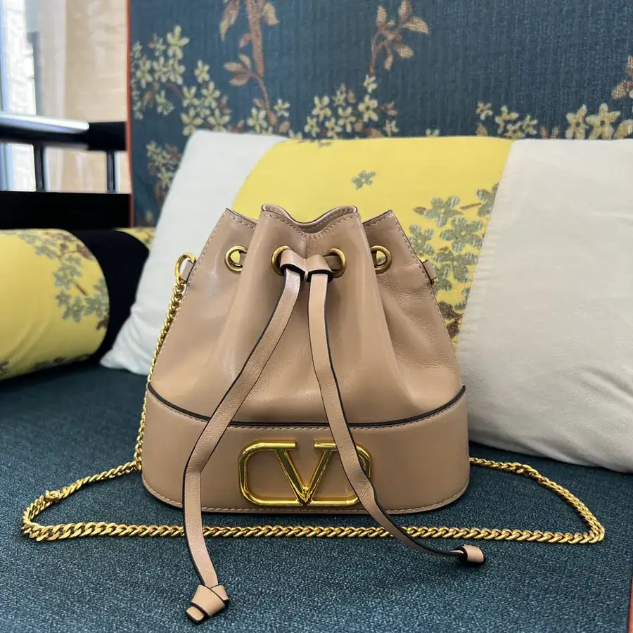 VLOGO SIGNATURE Mini Sheepskin Bucket Bag