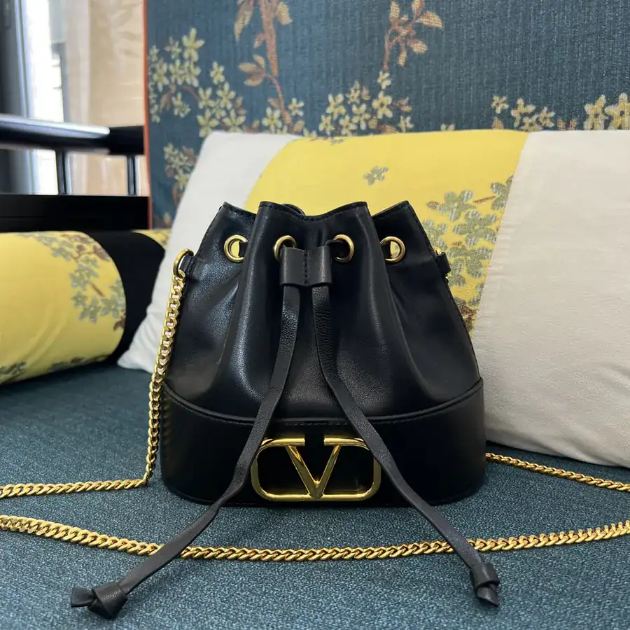 VLOGO SIGNATURE Mini Sheepskin Bucket Bag