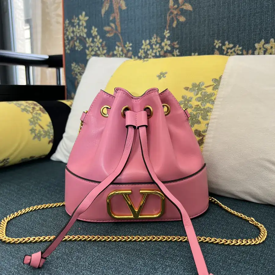 VLOGO SIGNATURE Mini Sheepskin Bucket Bag