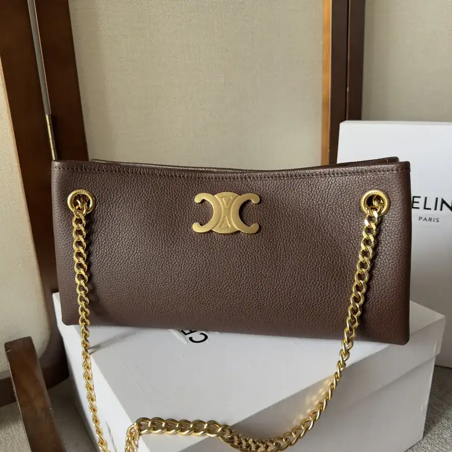 CELIN E23 Newspaper Triomphe Soft Leather Chain Bag