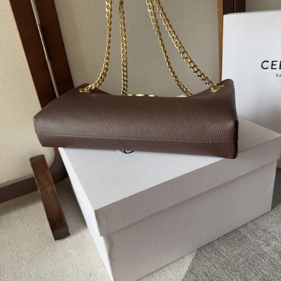 CELIN E23 Newspaper Triomphe Soft Leather Chain Bag