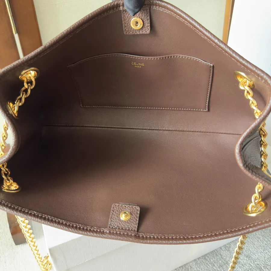 CELIN E23 Newspaper Triomphe Soft Leather Chain Bag