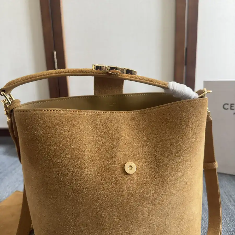 CE New Bucket Bag in Grained Calfskin Brown