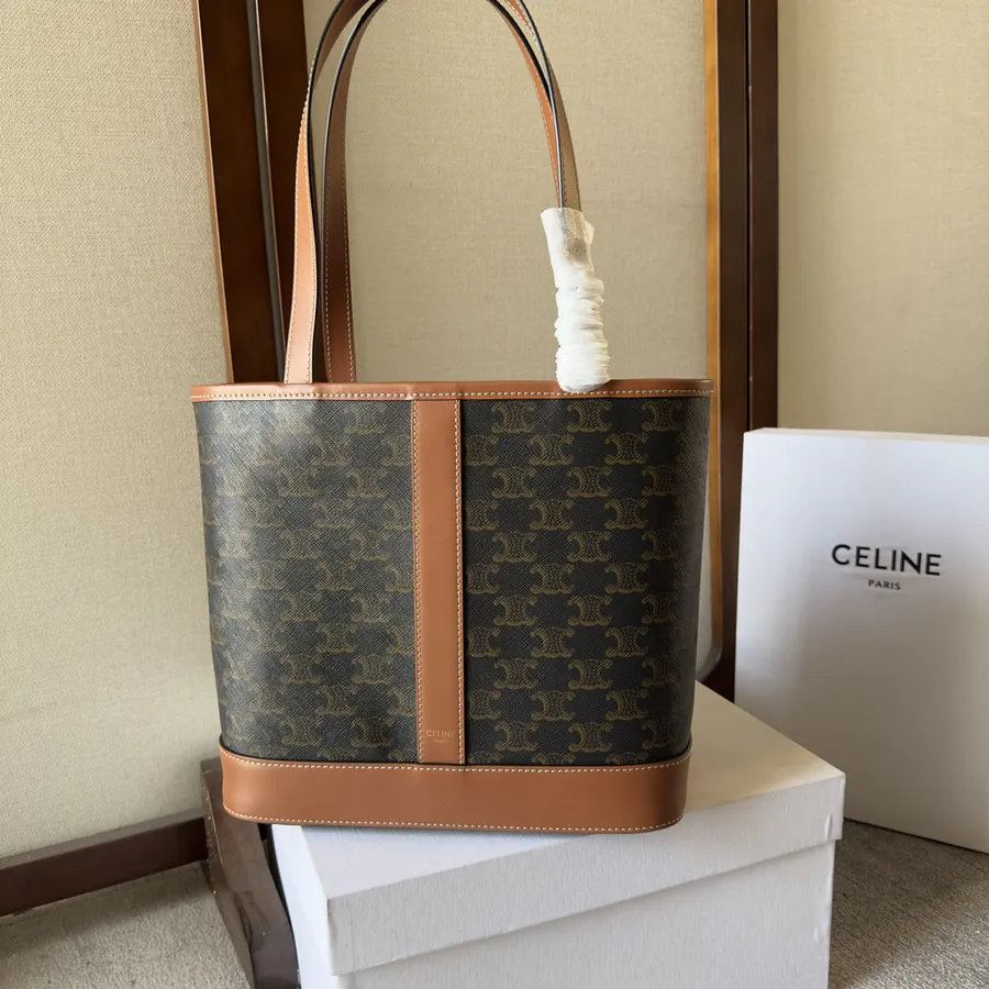 Celine Cabas Small Handbag with Logo Print