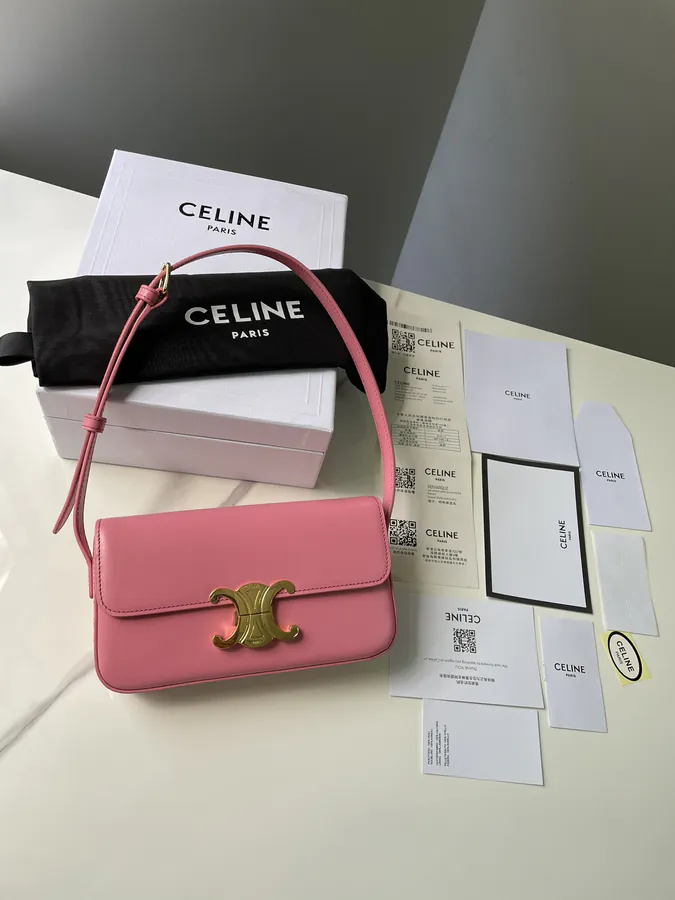 Triomphe Glossy Leather Shoulder Bag
