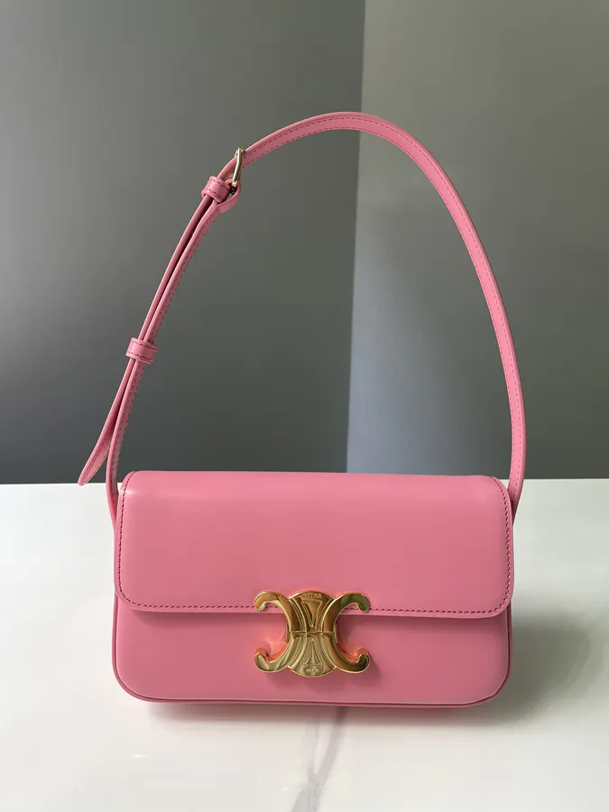 Triomphe Glossy Leather Shoulder Bag