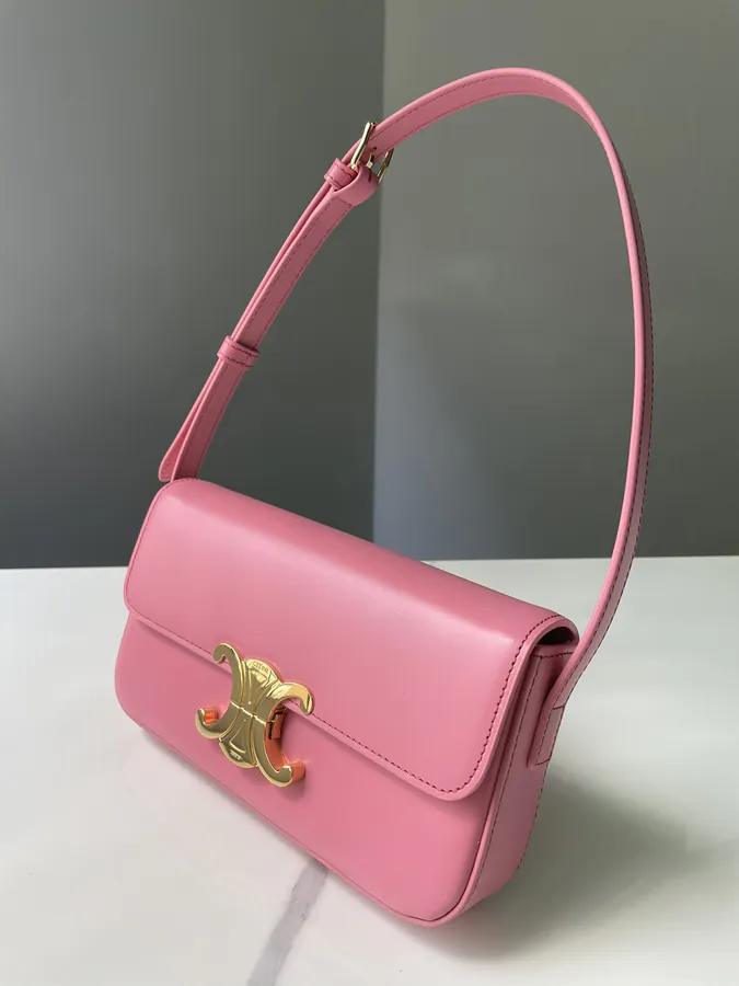 Triomphe Glossy Leather Shoulder Bag