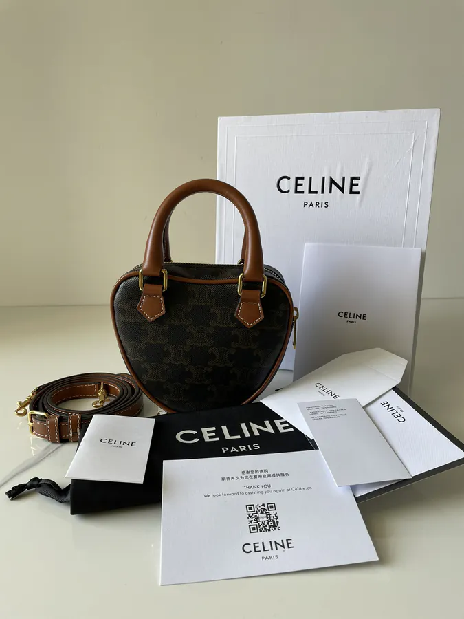 Celine Heart Shape Handbag in Brown