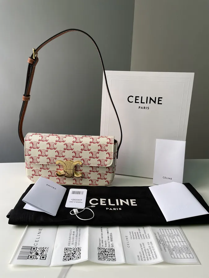 TRIOMPHE Logo Print Leather Shoulder Bag