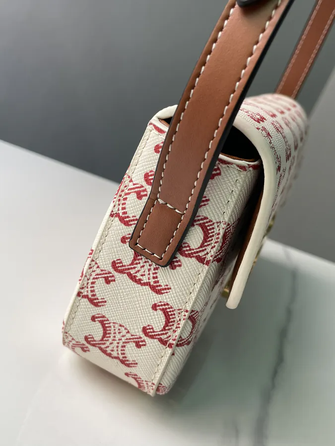 TRIOMPHE Logo Print Leather Shoulder Bag