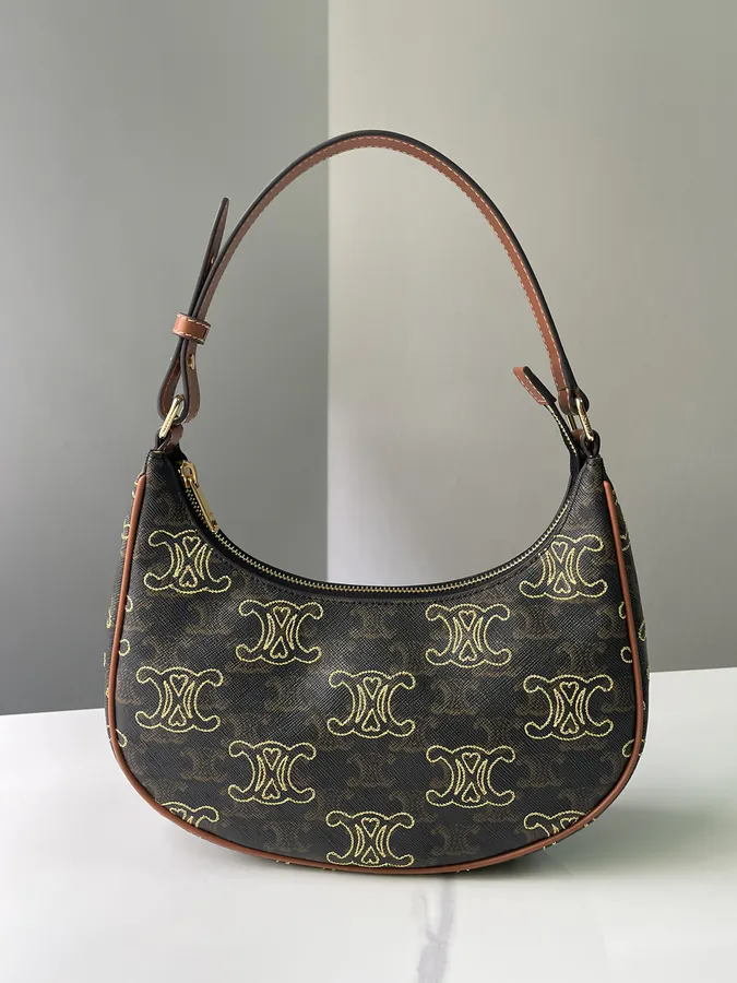 520AVA Logo Print Heart Embroidery Handbag