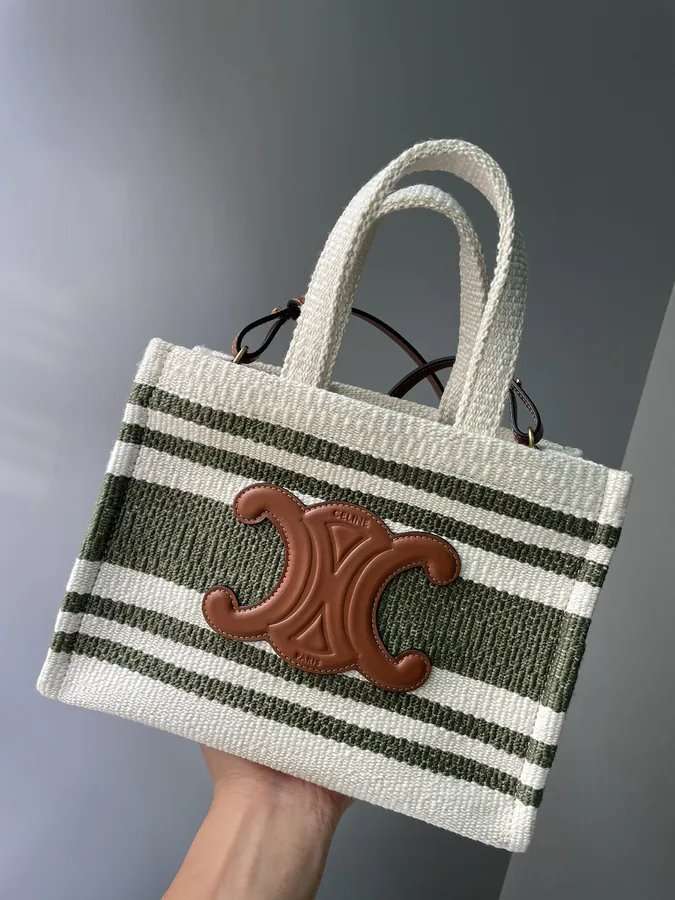 Thais Small Stripe Fabric Calfskin Handbag