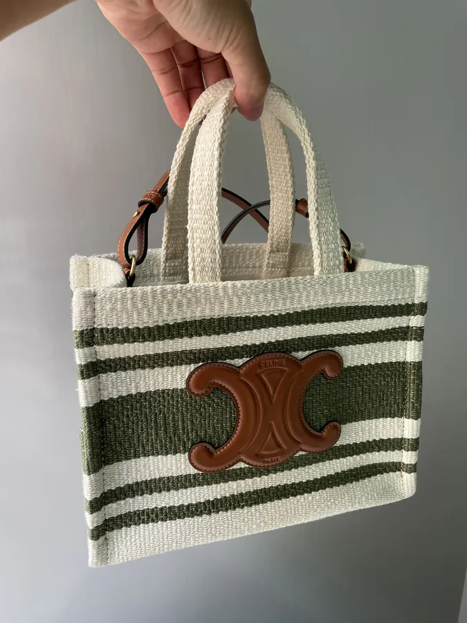 Thais Small Stripe Fabric Calfskin Handbag