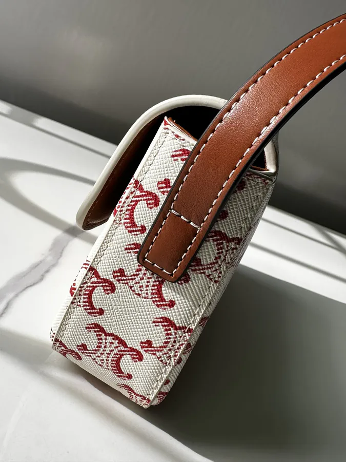 Triomphe Logo Embossed Leather Shoulder Bag