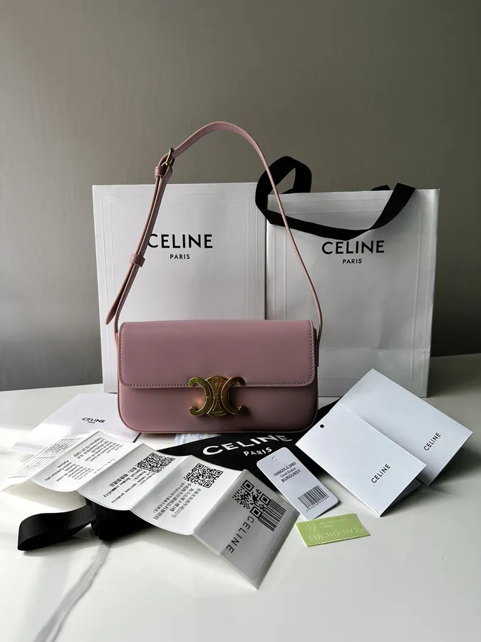Triomphe Glossy Leather Shoulder Bag