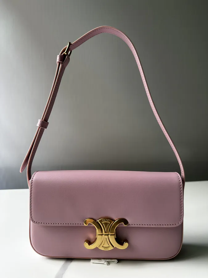 Triomphe Glossy Leather Shoulder Bag