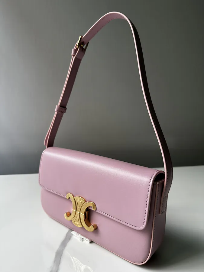 Triomphe Glossy Leather Shoulder Bag