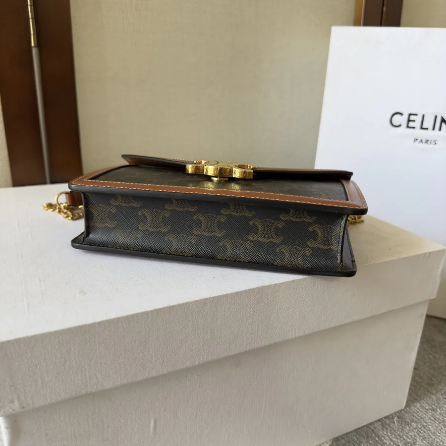 CELIN* Cuir Triomphe Envelope Bag with Chain Design