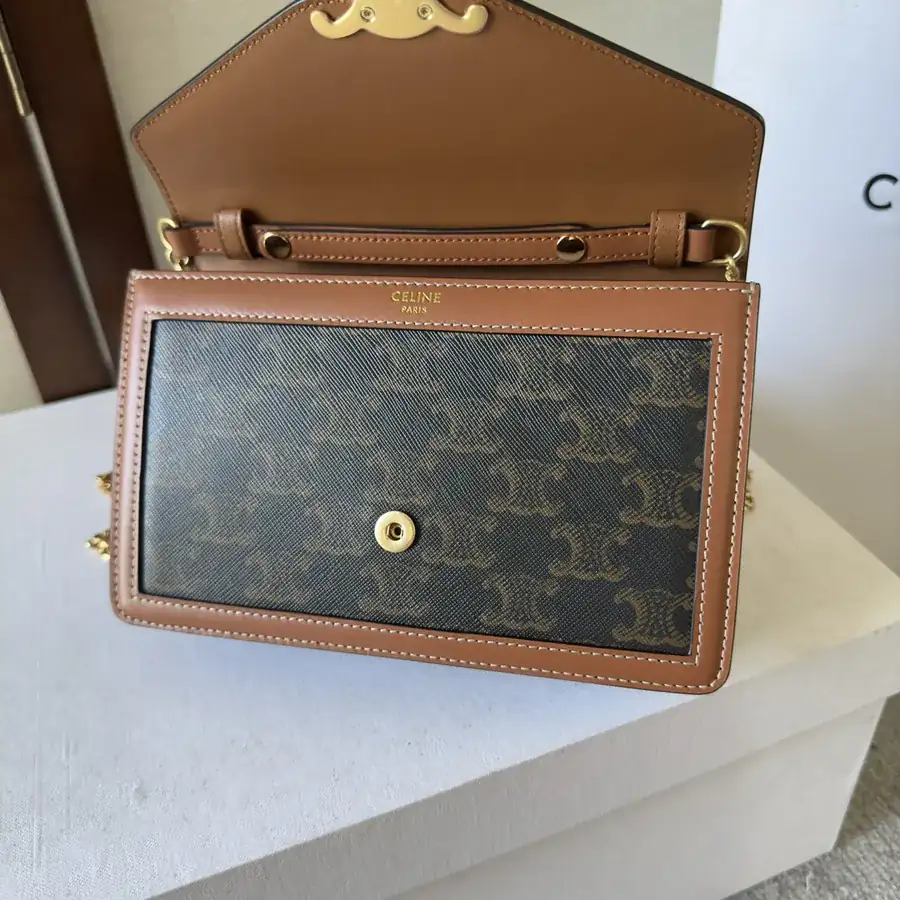 CELIN* Cuir Triomphe Envelope Bag with Chain Design