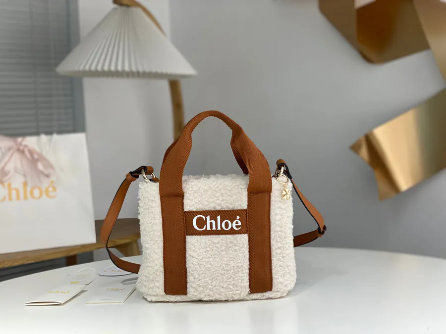 Chloe Woody Faux Fur Tote Bag