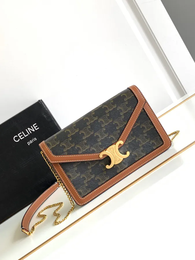 CELIN* Cuir Triomphe Logo Print Wallet