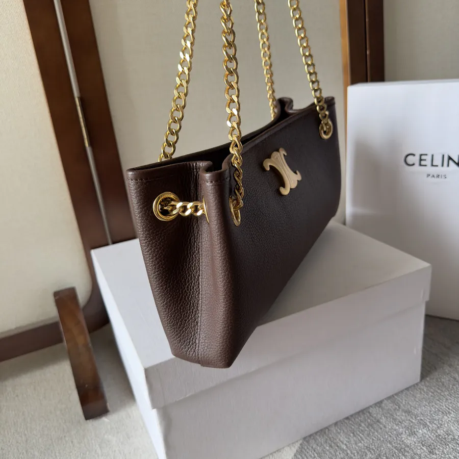 CELIN E23 Newspaper Triomphe Soft Leather Chain Bag