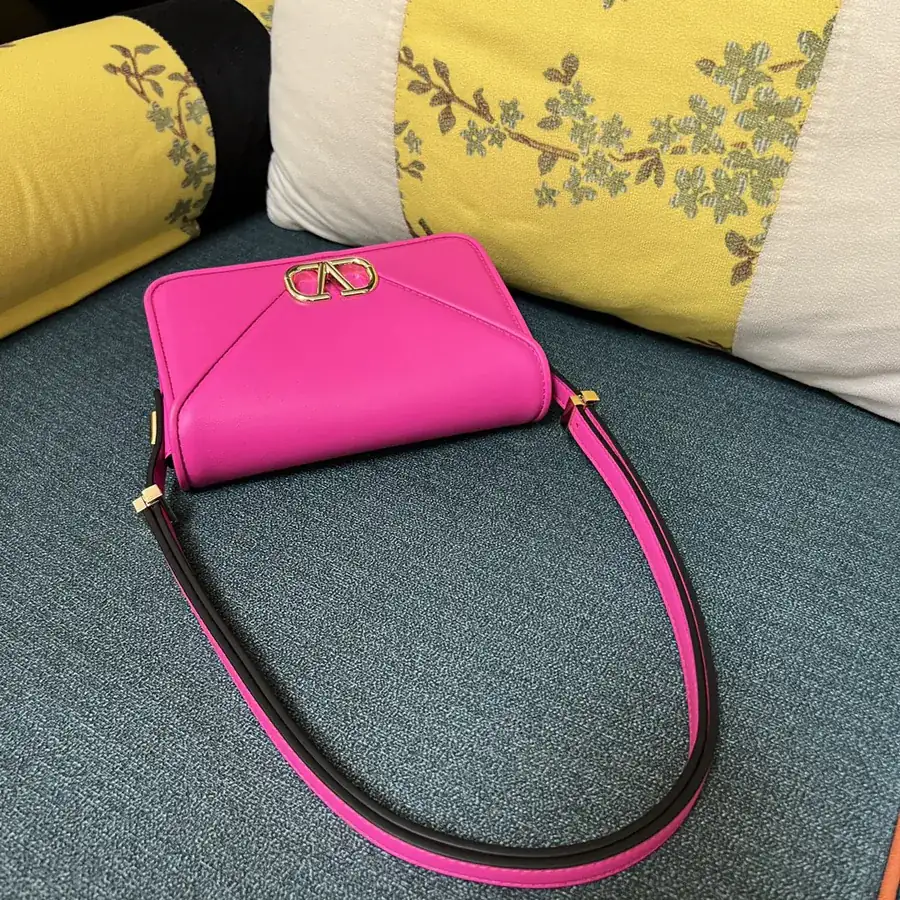 GARAVANI Letter Small Calfskin Handbag with V Logo Signature Button