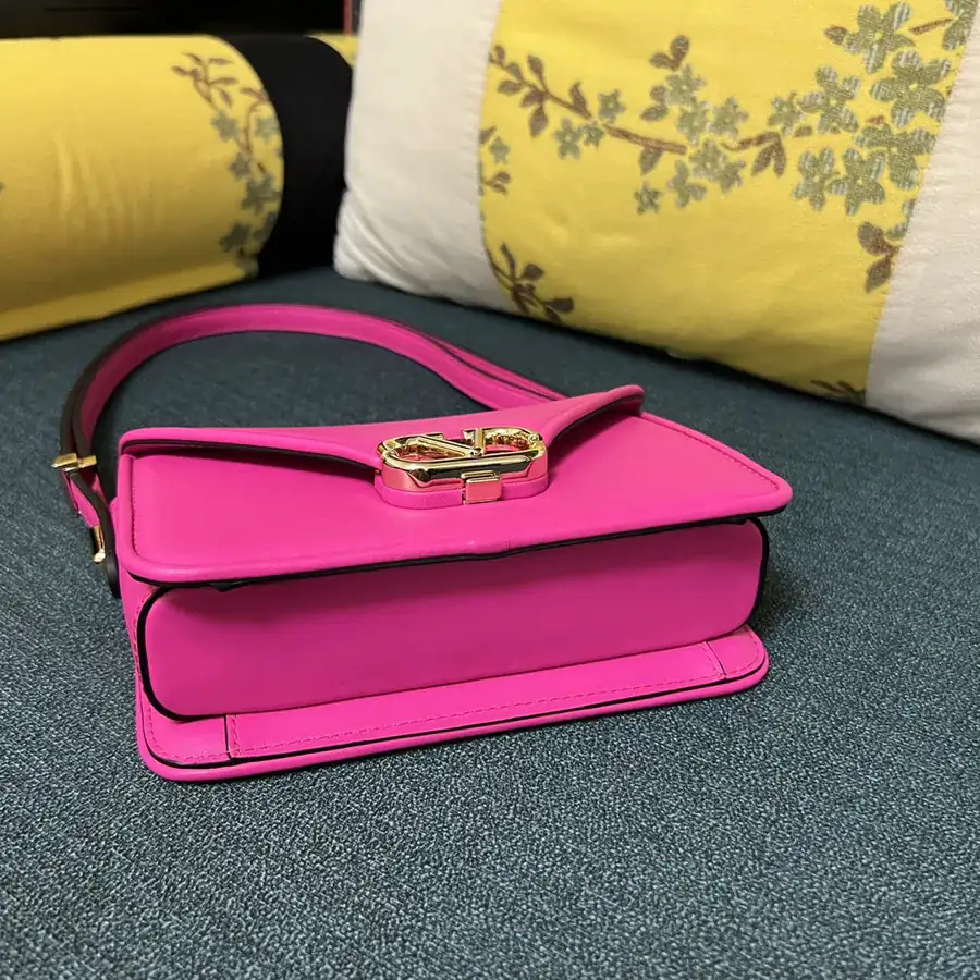 GARAVANI Letter Small Calfskin Handbag with V Logo Signature Button