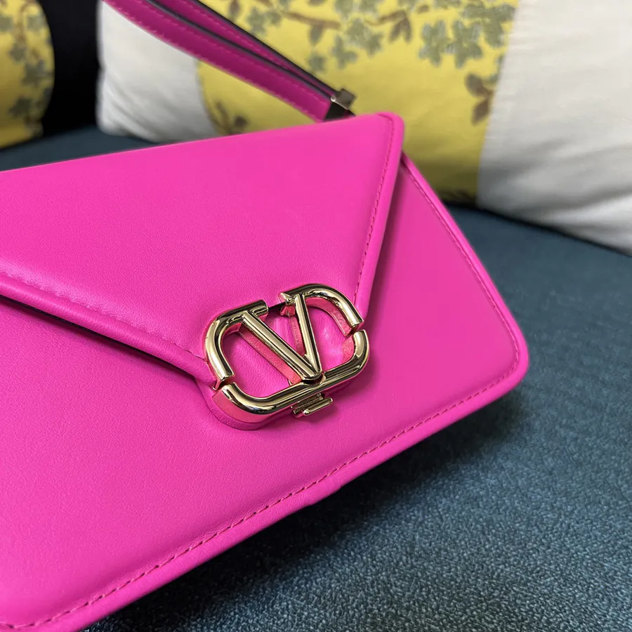 GARAVANI Letter Small Calfskin Handbag with V Logo Signature Button