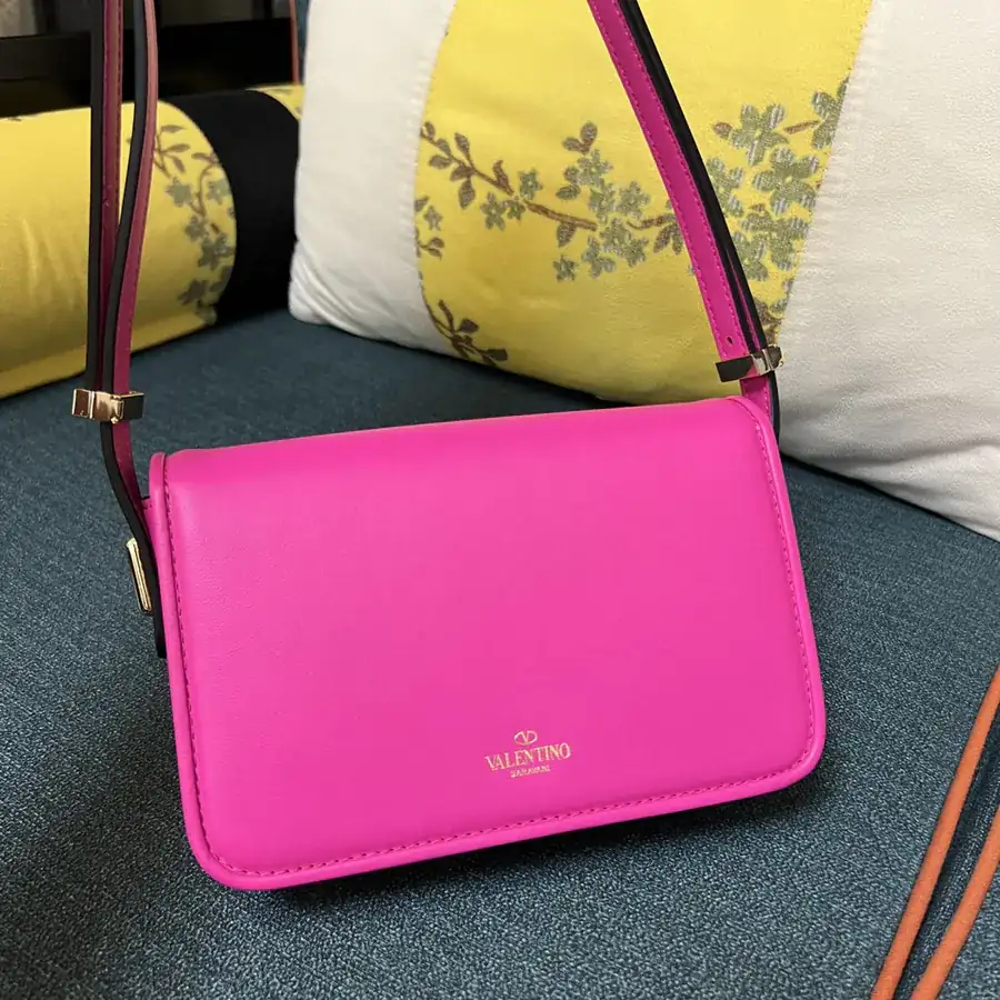 GARAVANI Letter Small Calfskin Handbag with V Logo Signature Button