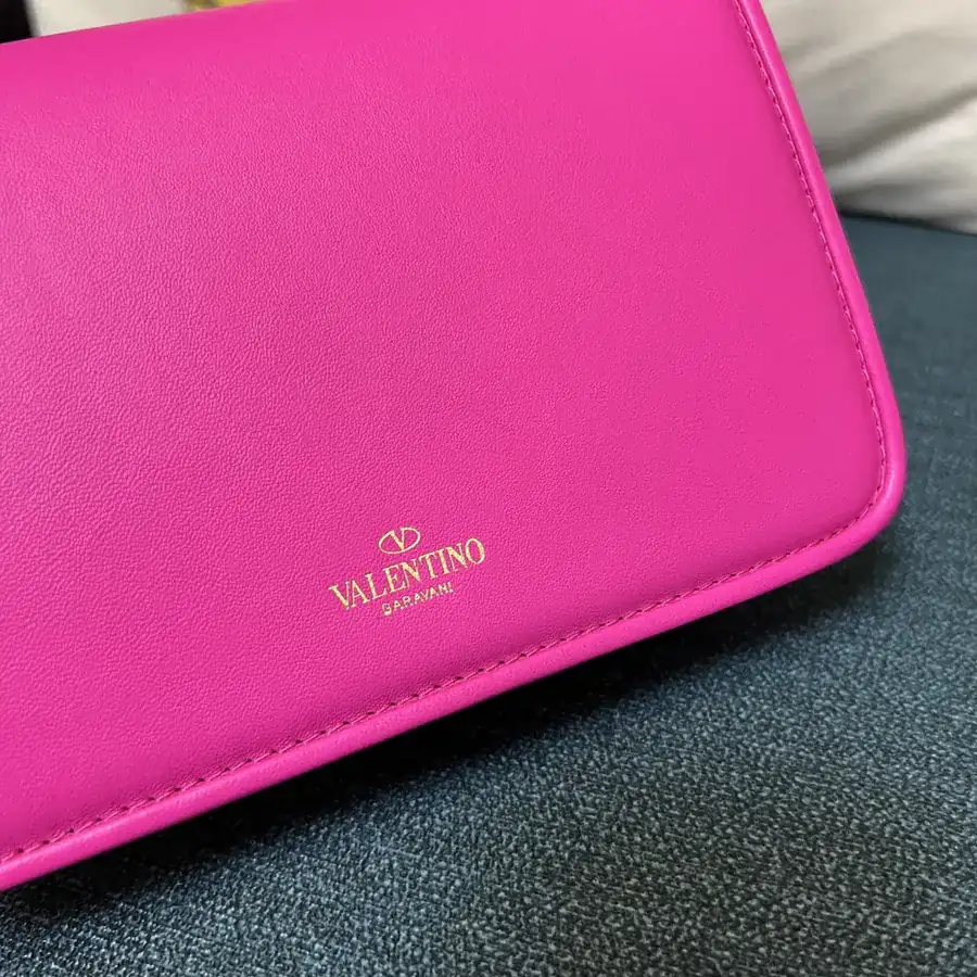 GARAVANI Letter Small Calfskin Handbag with V Logo Signature Button