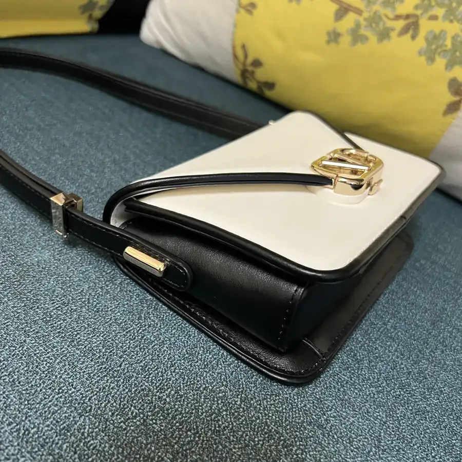 GARAVANI LETTER Mini Calfskin Handbag with V Logo Signature Button