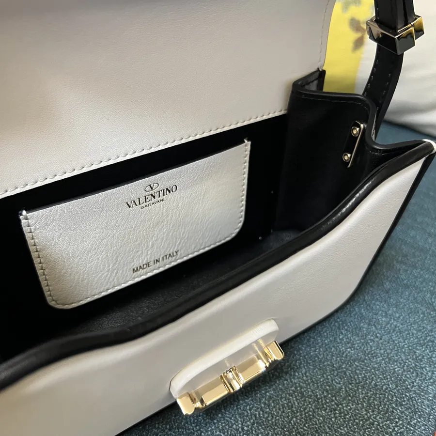 GARAVANI LETTER Mini Calfskin Handbag with V Logo Signature Button