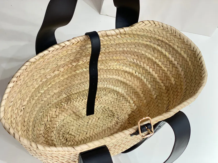 Chloe New Straw Basket Bag with Grained Calfskin