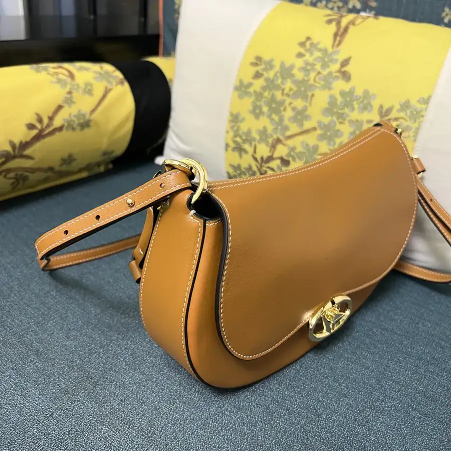 GARAVANI OHVAL Small Calfskin Handbag with Rotating V Logo Signature Clasp