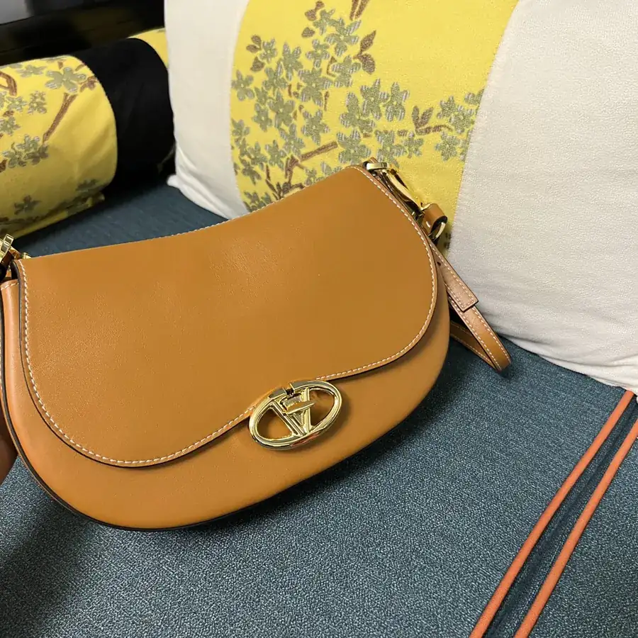 GARAVANI OHVAL Small Calfskin Handbag with Rotating V Logo Signature Clasp