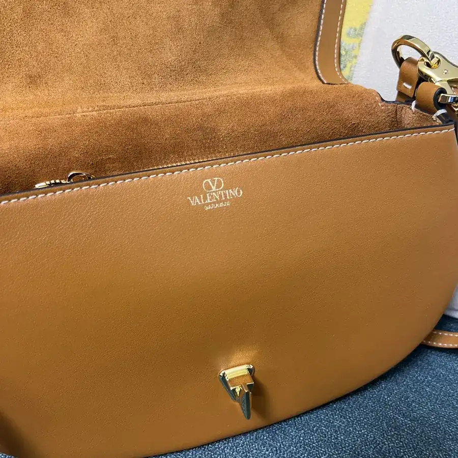 GARAVANI OHVAL Small Calfskin Handbag with Rotating V Logo Signature Clasp