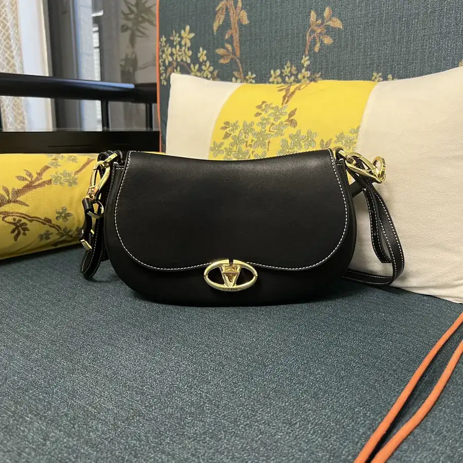 GARAVANI OHVAL Small Calfskin Tote with Rotating V Logo Signature Closure