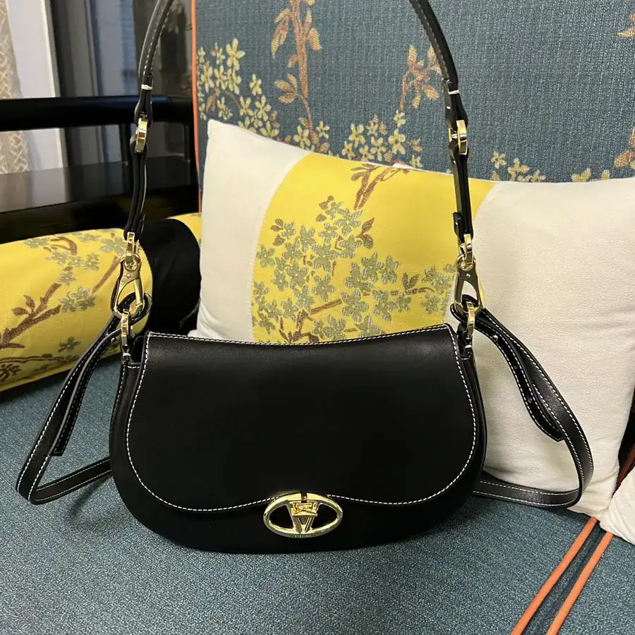 GARAVANI OHVAL Small Calfskin Tote with Rotating V Logo Signature Closure