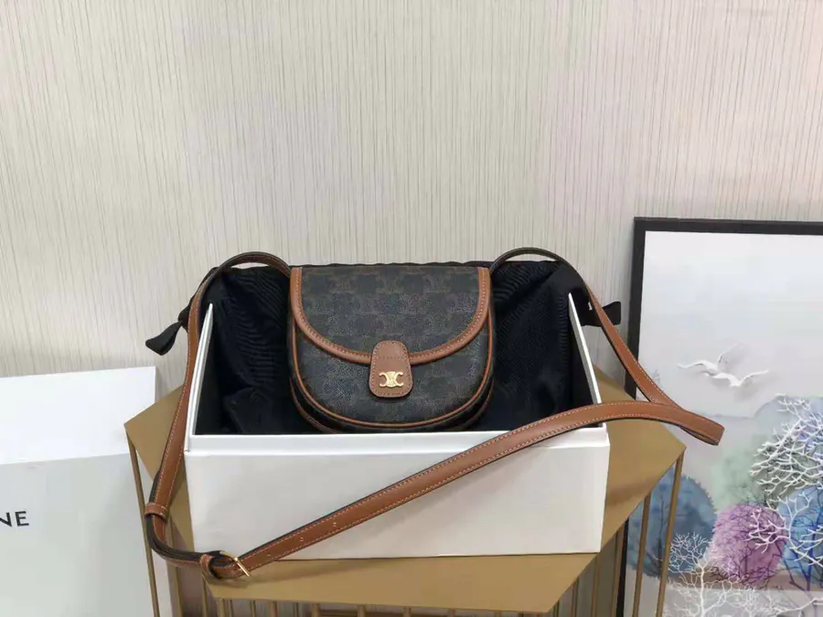 CELIN* BESACE Mini TRIOMPHE Embossed Handbag