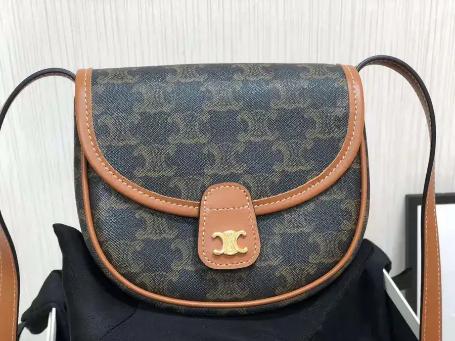 CELIN* BESACE Mini TRIOMPHE Embossed Handbag