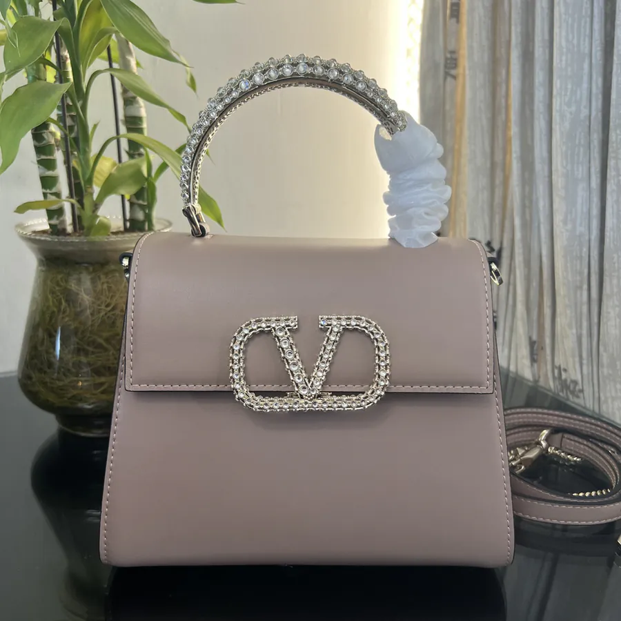 VSLING Small Handbag with Crystal Accents and Adjustable Strap