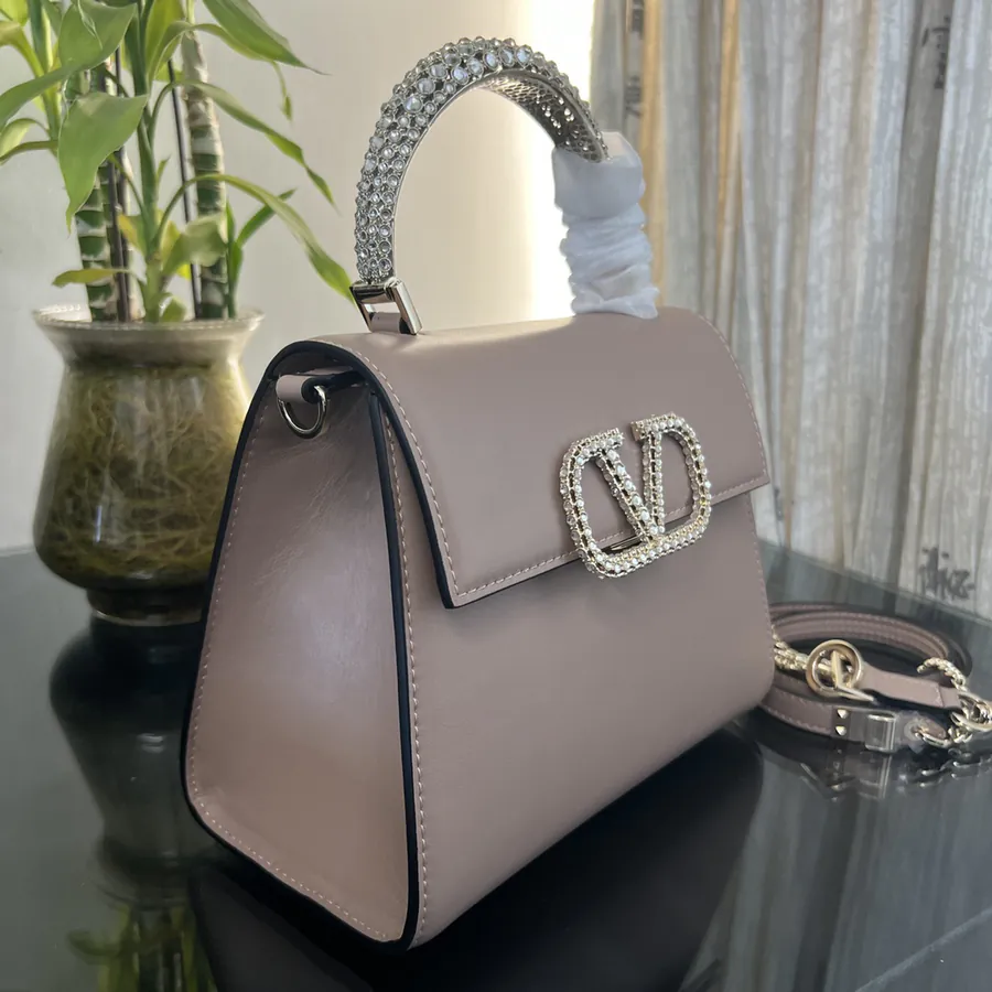 VSLING Small Handbag with Crystal Accents and Adjustable Strap