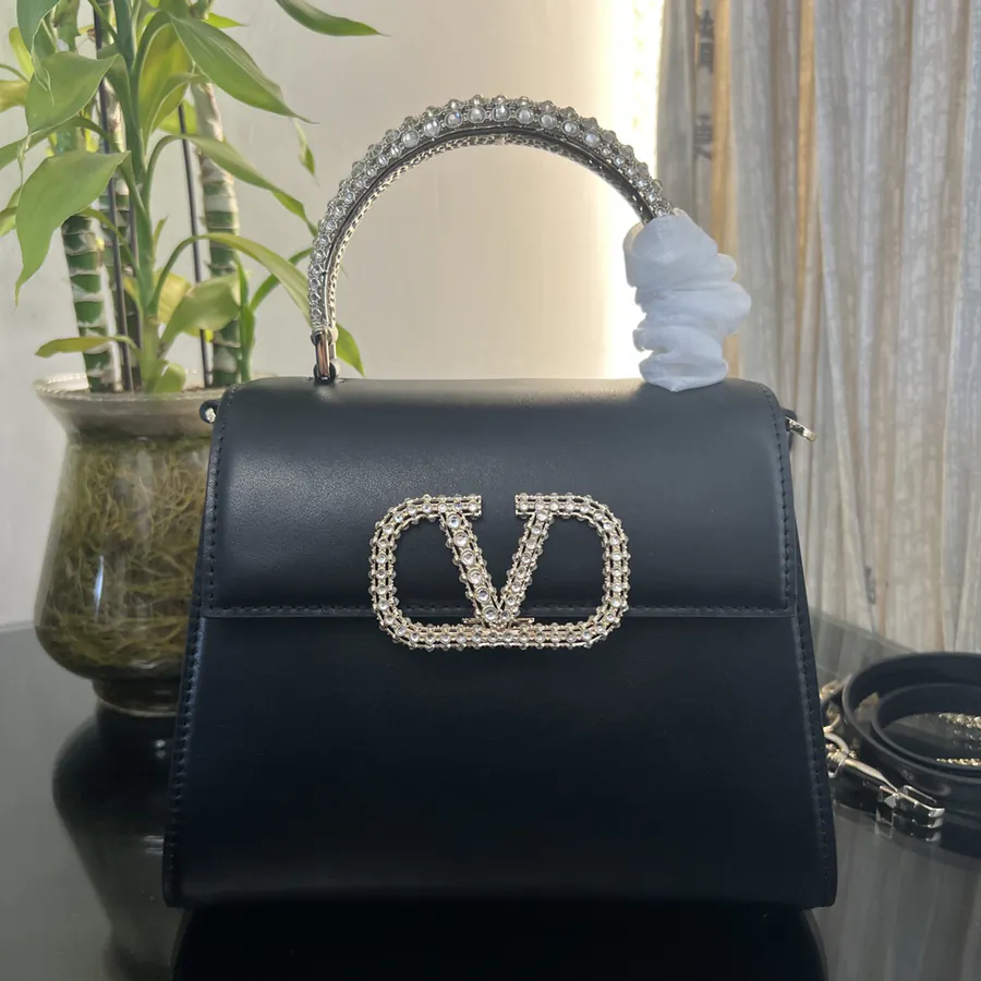 VSLING Small Handbag with Swarovski® Imitation Crystal Decor, Adjustable Strap