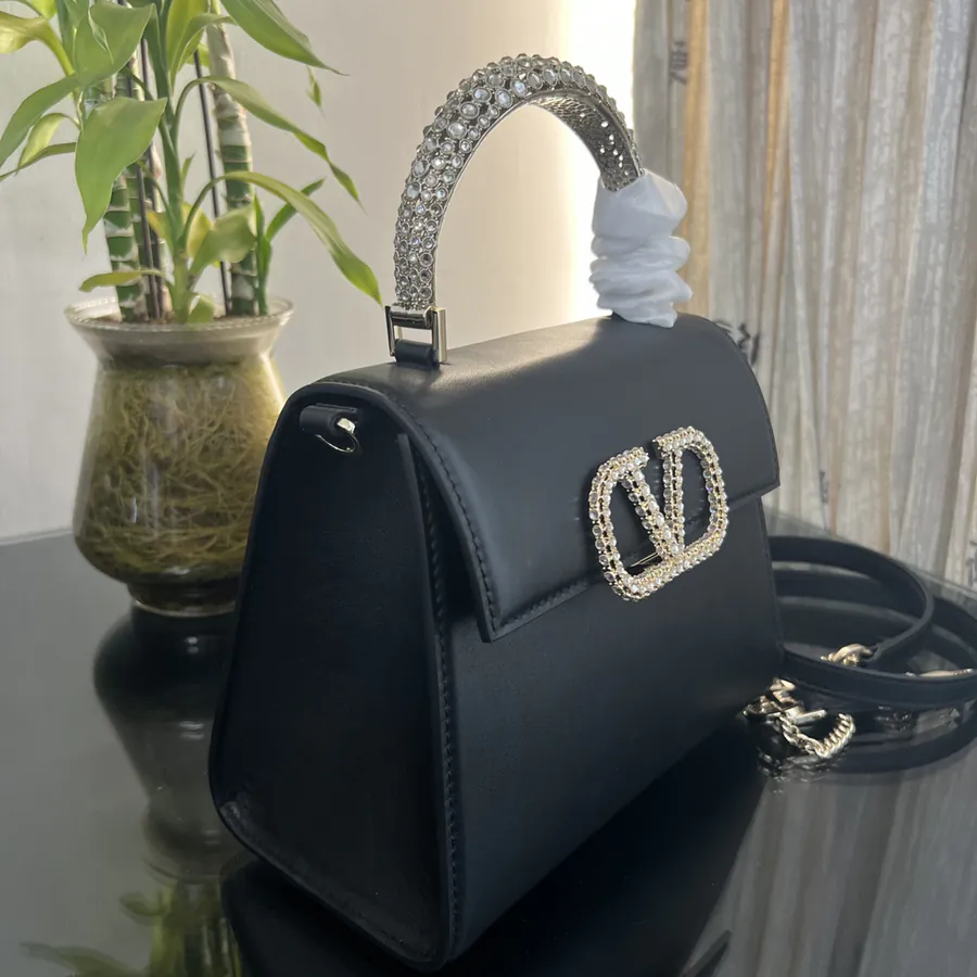 VSLING Small Handbag with Swarovski® Imitation Crystal Decor, Adjustable Strap