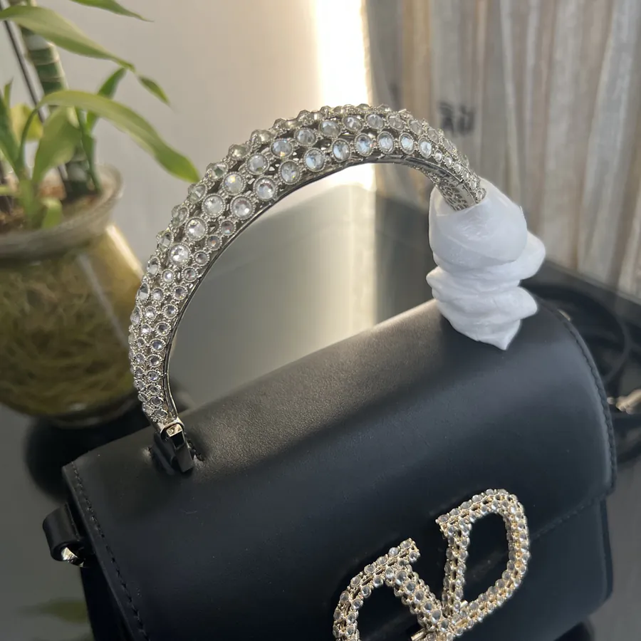 VSLING Small Handbag with Swarovski® Imitation Crystal Decor, Adjustable Strap